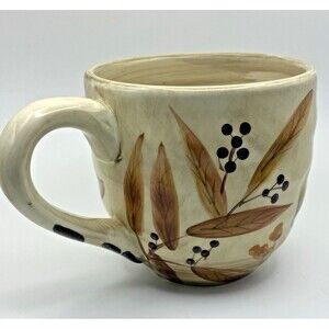 Home Trends Shadowwood  16 oz Mug Cup Beige Floral Discontinued VTG Collectable